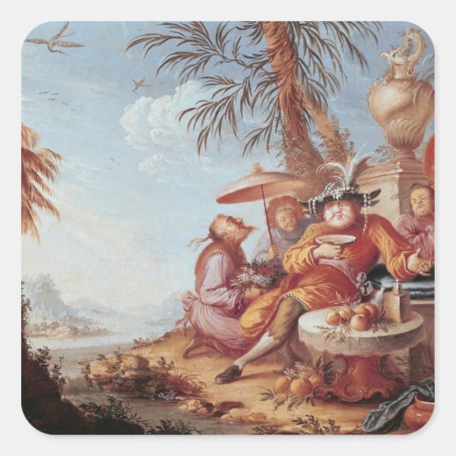 Chinoiserie Quadratischer Aufkleber (Vorderseite)