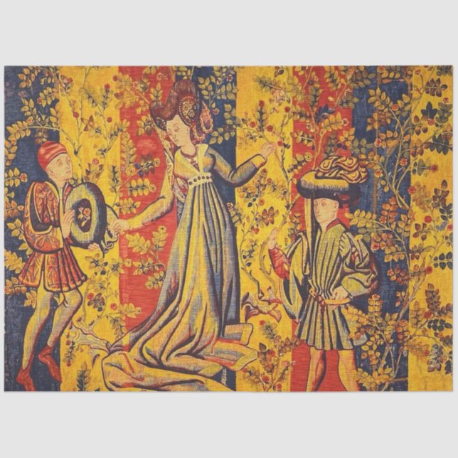 Chinoiserie Red Blue Decoupage Seidenpapier (Vorderseite)