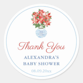 Chinoiserie Red Blue Holidays Brautparty Gefallen Runder Aufkleber