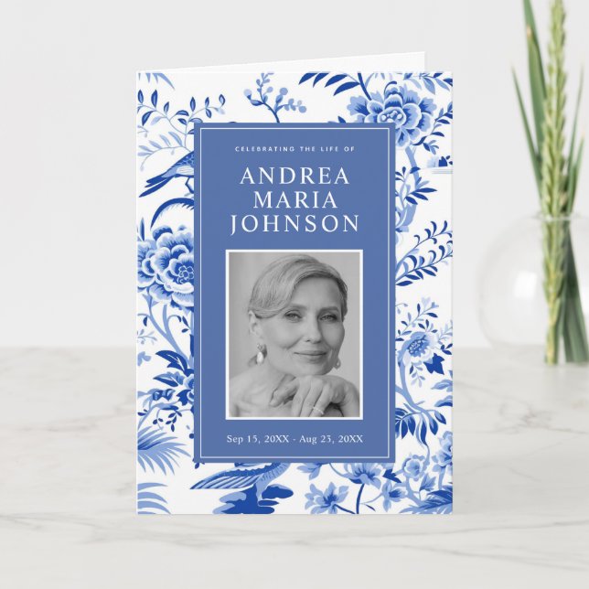 Chinoiserie-Reihenfolge des Beerdigungsprogramms Einladung (Vorderseite)