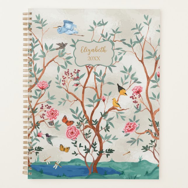 Chinoiserie Reiher Wandbild Planer (Vorderseite)