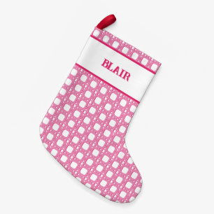 Chinoiserie-Rohrgitter in Rosa personalisiert Kleiner Weihnachtsstrumpf
