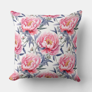 Chinoiserie Rosa und Weiße Pfingstrose Kissen
