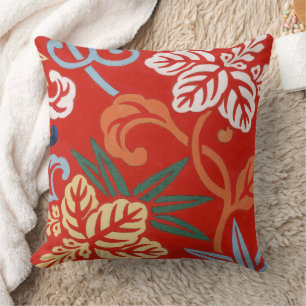 Chinoiserie Rote Hawaiianische Blumenmuster Japani Kissen
