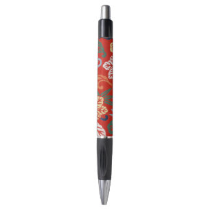 Chinoiserie Rote Hawaiianische Blumenmuster Japani Kugelschreiber