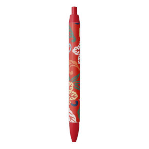 Chinoiserie Rote Hawaiianische Blumenmuster Japani Kugelschreiber