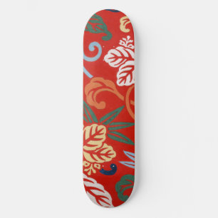 Chinoiserie Rote Hawaiianische Blumenmuster Japani Skateboard