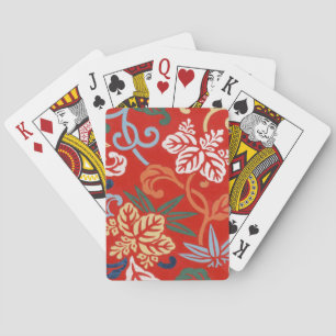 Chinoiserie Rote Hawaiianische Blumenmuster Japani Spielkarten