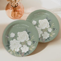 Chinoiserie Sage Green Floral Bird Hochzeit