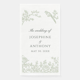 Chinoiserie Sage Green Florale Hochzeitsservietten Serviette