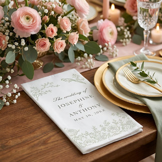Chinoiserie Sage Green Florale Hochzeitsservietten Serviette
