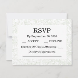 Chinoiserie Sage Green Peony RSVP Cards Karte