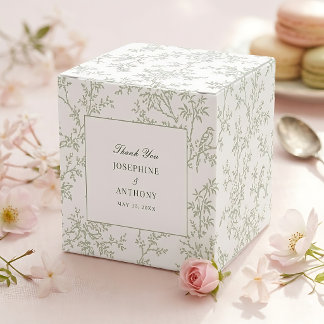 Chinoiserie Salbeigrüne Florale Hochzeitsbegrüßung Geschenkschachtel