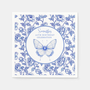 Chinoiserie-Schmetterlings-Geburtstagsplatte Serviette