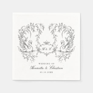 Chinoiserie-Schwan Vintage-Schwan-Paar Hochzeit Serviette