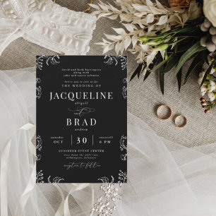 Chinoiserie Schwarz Elegante Hochzeit beider Elter Einladung