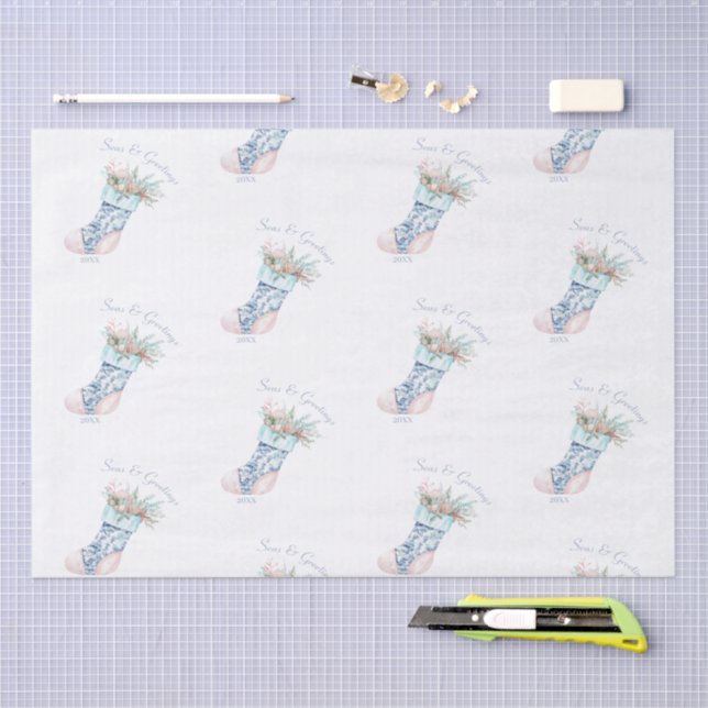 Chinoiserie Seashell Strumpf Tissue Paper Seidenpapier (Handwerk)