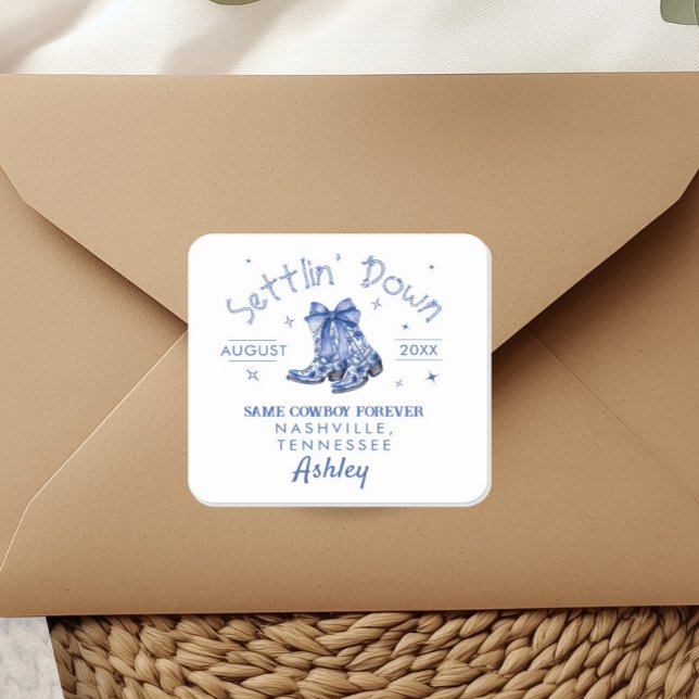 Chinoiserie Settlin' Down Junggeselinnen-Abschied Quadratischer Aufkleber (Von Creator hochgeladen)