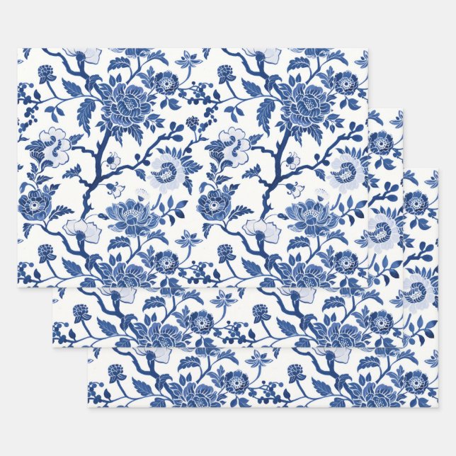 Chinoiserie Shades of Blue Geschenkpapier Set (Set)