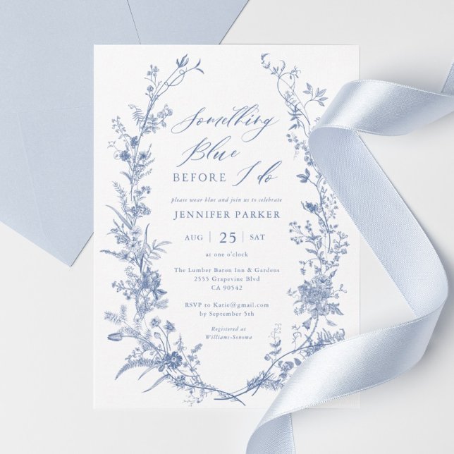 Chinoiserie Something Blue Brautparty Einladung (Chinoiserie Something Blue Bridal Shower Invitation)
