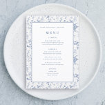 Chinoiserie Something Blue Brautparty Menükarte<br><div class="desc">Dusty Blue,  Vintag Blue,  Elegant 12x18" Karten Hochzeitsmenü Flachmenü Elegante Kalligraphie essen und trinken Hochzeitsmenüs | Rustikale Hochzeitsmenüs,  rustikale Hochzeitsmenüs,  rustikales Hochzeitsmenü,  Blumenmenü,  Menü für Hochzeitstische</div>