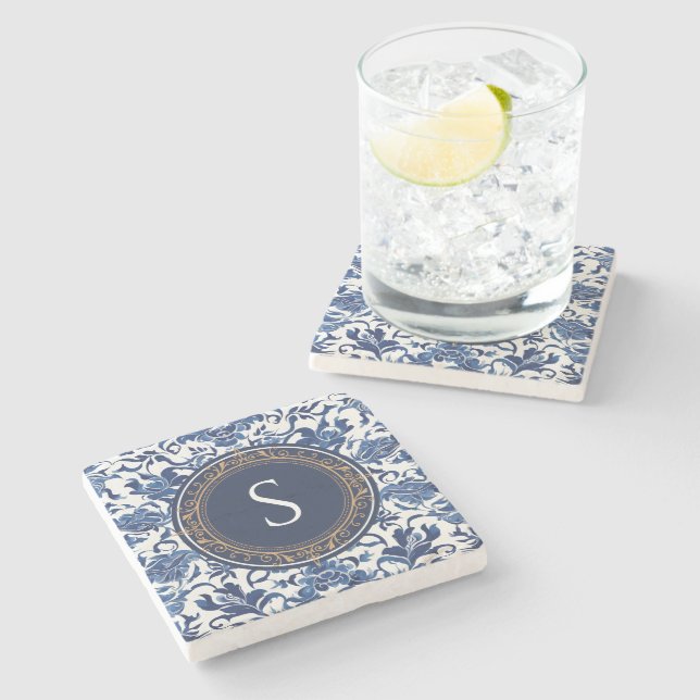 Chinoiserie Steinuntersetzer (Seitenansicht)