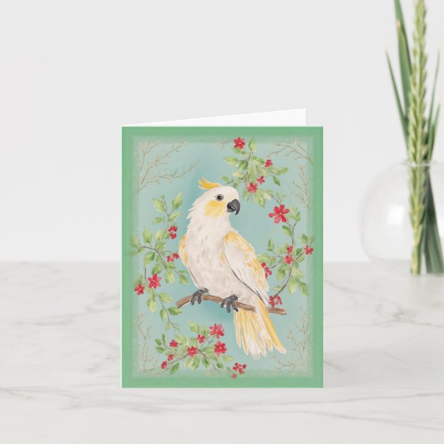Chinoiserie Style Cockatoo Malerei Geschirr Karte (Vorderseite)