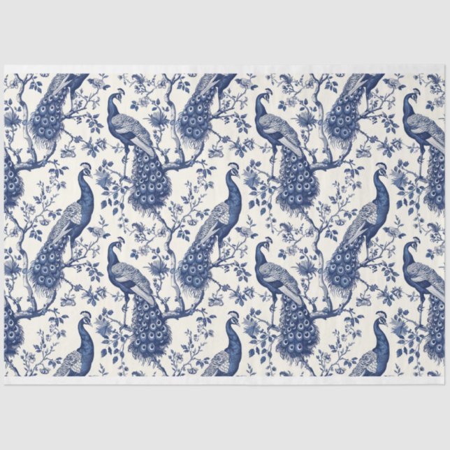 Chinoiserie Style Peacock Themenpapier Seidenpapier (Vorderseite)