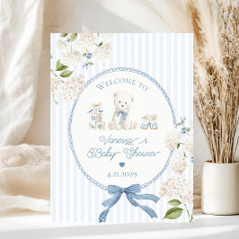 Chinoiserie Teddy Bear French Baby Shower Welcome Poster