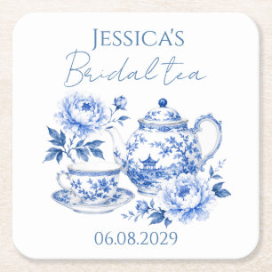 Chinoiserie-Teekanne Floral Vintage Brautparty Rechteckiger Pappuntersetzer