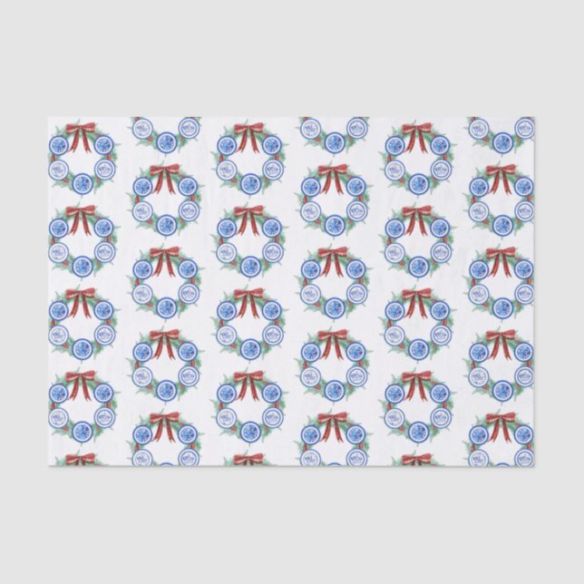 Chinoiserie Teller Watercolor Weihnachten Seidenpapier (Vorderseite)