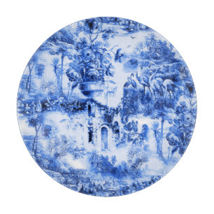 Chinoiserie-Toile, blaues Weidenmuster, blaues Por Schneidebrett