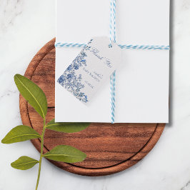 Chinoiserie Toile Blue Floral Baby Shower Geschenkanhänger