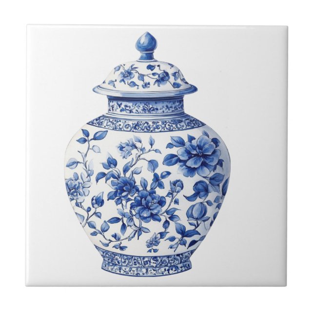 Chinoiserie Toile De Jouy Krug Fliese (Vorderseite)