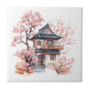 Chinoiserie Toile De Jouy Pagode  Fliese