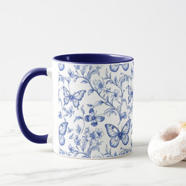 Chinoiserie Toile De Jouy Pattern Tasse (Mit Donut)