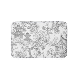Chinoiserie-Toile-Drache-Kirschblüten-Verzierung Badematte
