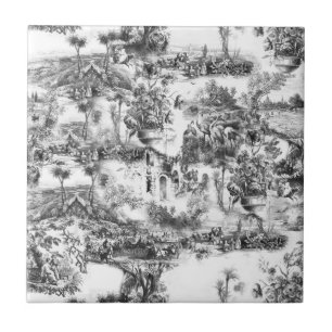 Chinoiserie toile schwarz-weiß  fliese