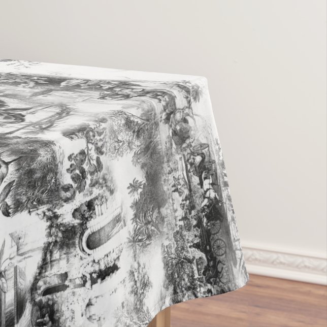 Chinoiserie toile schwarz-weiß     tischdecke (Beispiel)