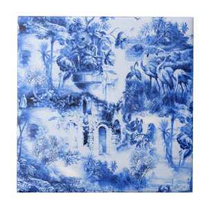 Chinoiserie-Toilette, blaue Weide, blaue China  Fliese