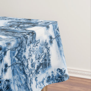 Chinoiserie-Toilette, blaue Weide, blaue China Tischdecke