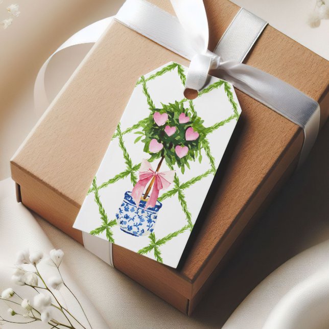 Chinoiserie Topiary Hearts Valentinstag Geschenkanhänger (Von Creator hochgeladen)