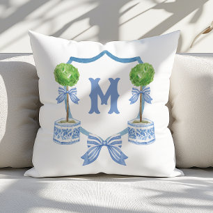Chinoiserie Topiary Monogram Wappen Kissen