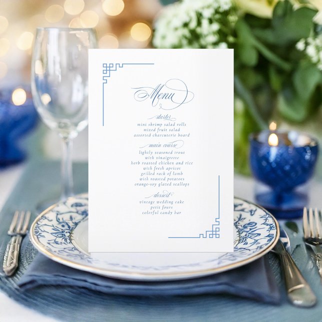 Chinoiserie Tree Motif und geometrische Grenze ID1 Menükarte (Von Creator hochgeladen)