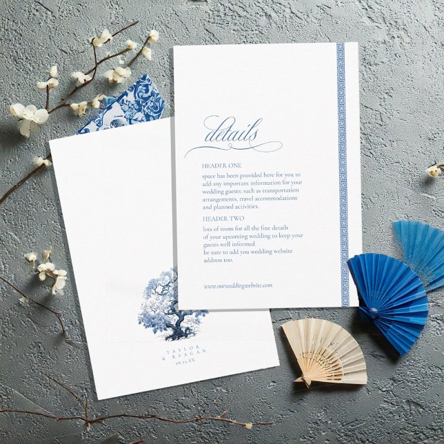 Chinoiserie Tree Motif Wedding Details ID1094 Begleitkarte (Von Creator hochgeladen)