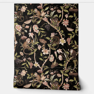 Chinoiserie, tropischer Vintager Affengarten Tapete