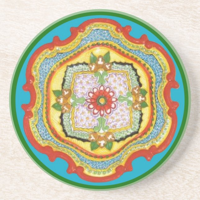 Chinoiserie-Untersetzer Sandstein Untersetzer (Vorne)