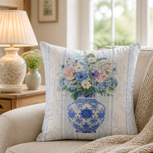 Chinoiserie-Vase Aquarell Kissen