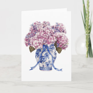 Chinoiserie Vase Hydrangea Blume Leere Begrüßung Karte