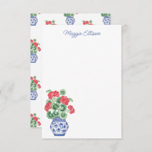 Chinoiserie Vase of Red Geraniums Dankeskarte